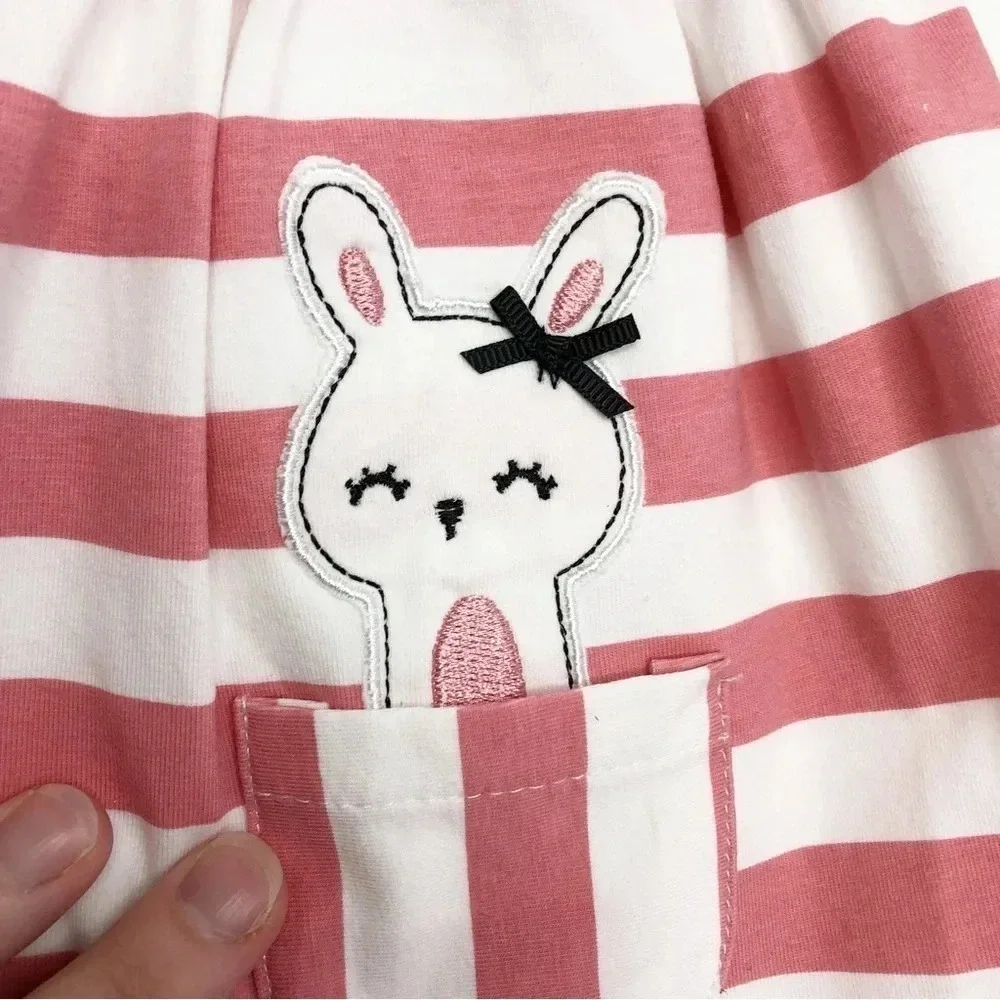 NWT Mayoral dress short sleeve pink and white stripes size 6-9 months‎